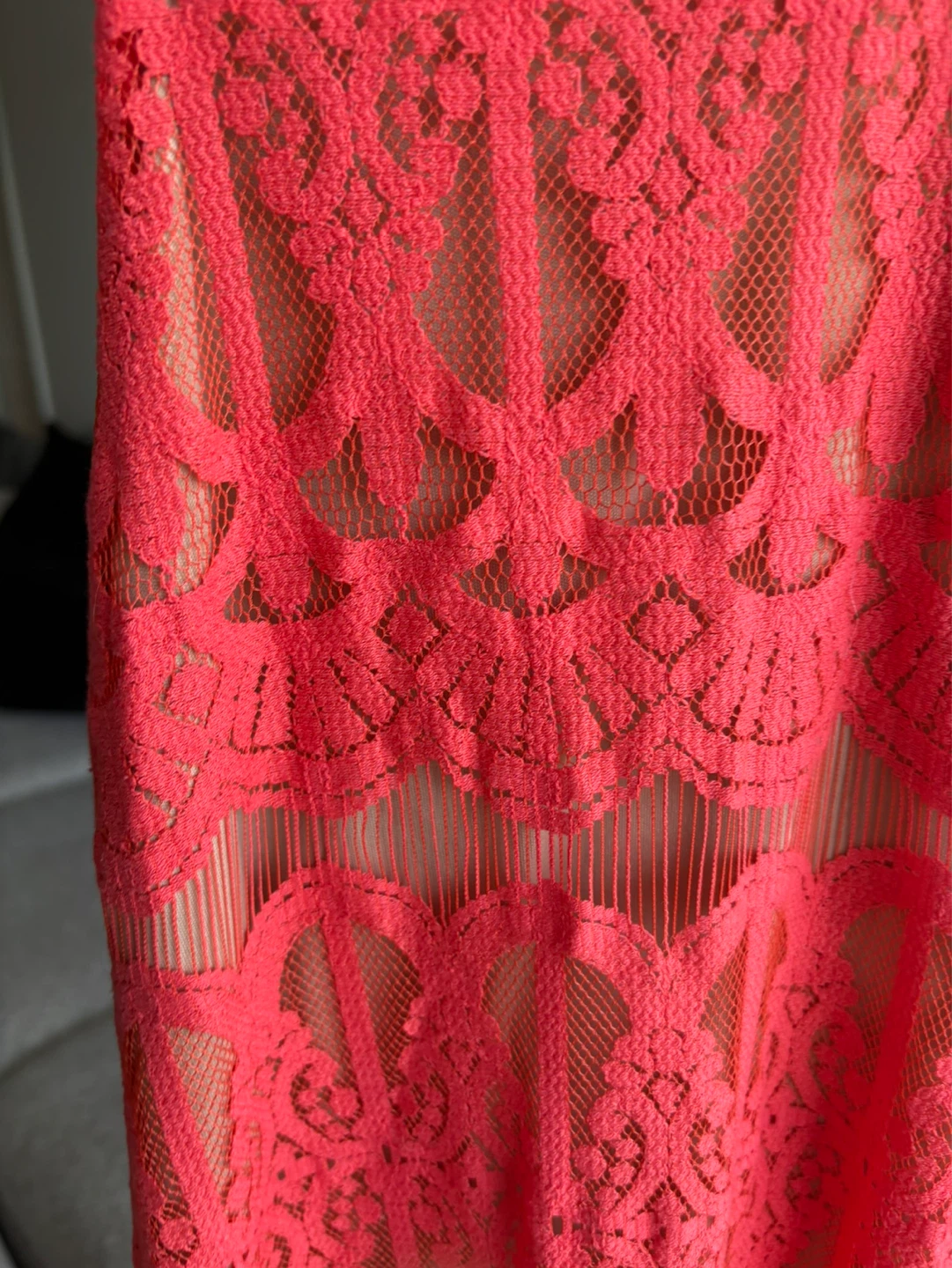 Love Fire Coral Lace Maxi Dress Size M