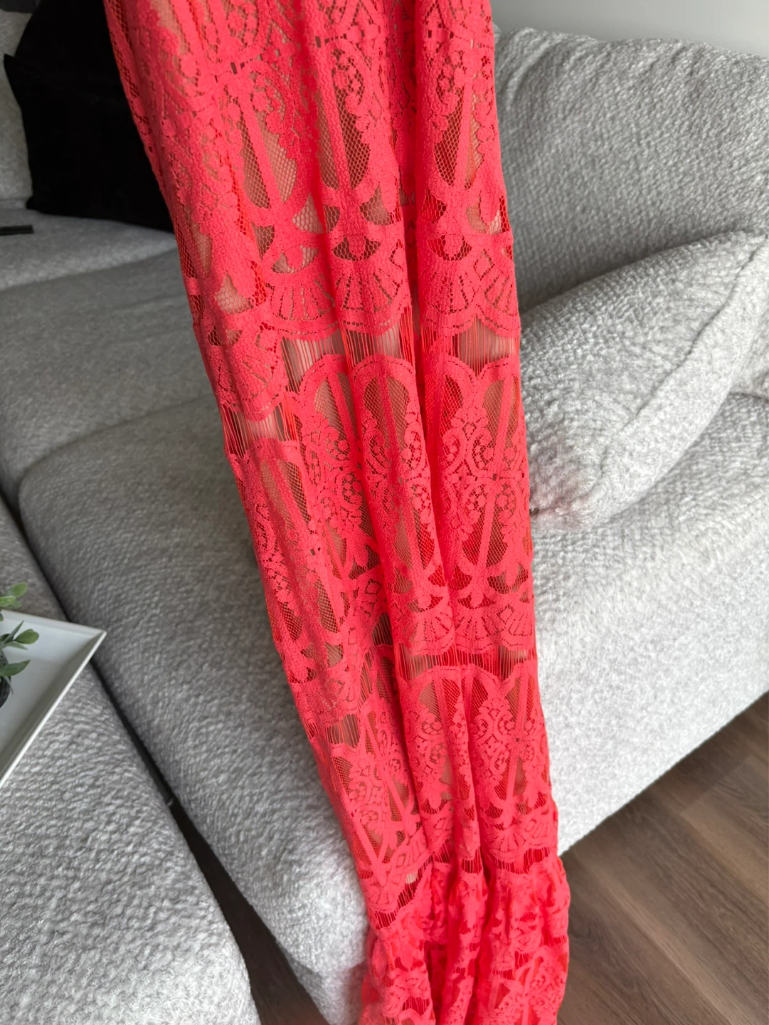 Love Fire Coral Lace Maxi Dress Size M - photo 3