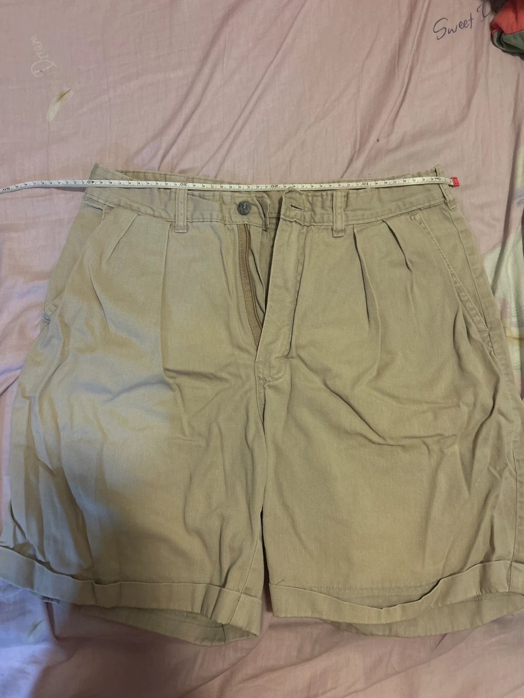 Khaki Pleated Shorts