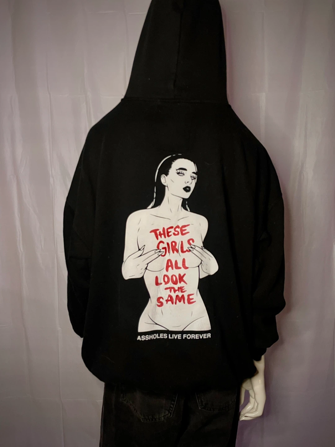 Black Hoodie with Graphic Print