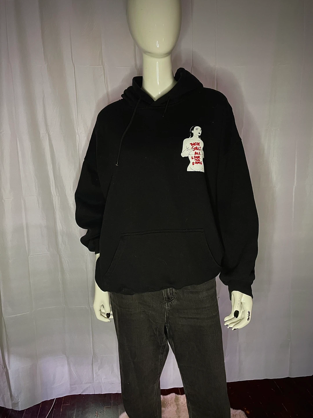Black Hoodie with Graphic Print - photo 2