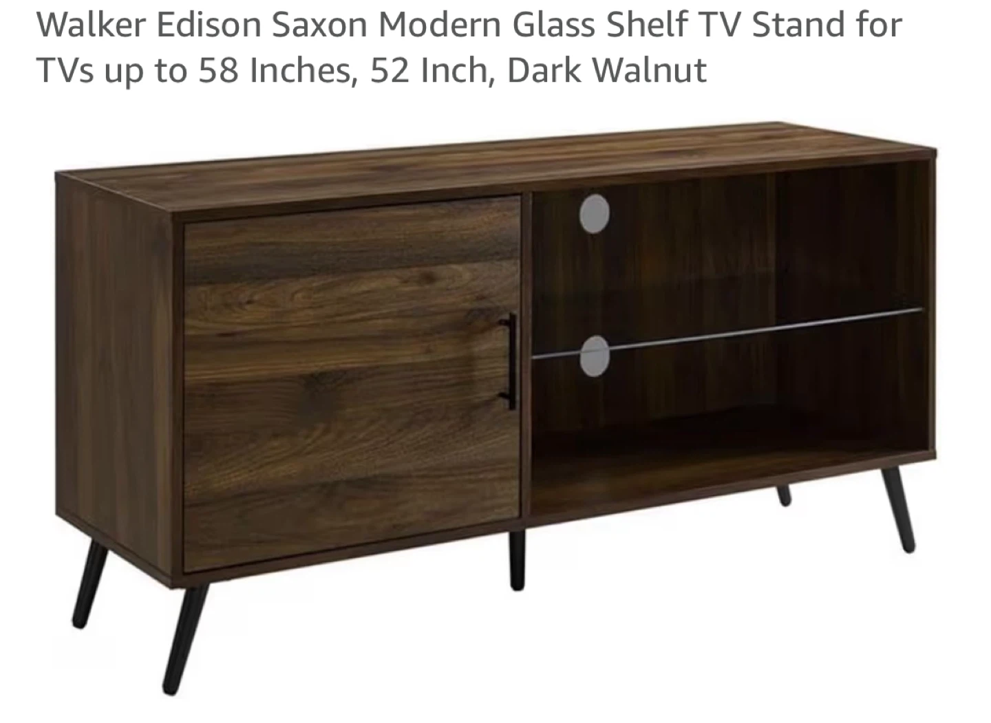 Modern Glass Shelf TV Stand - Dark Walnut