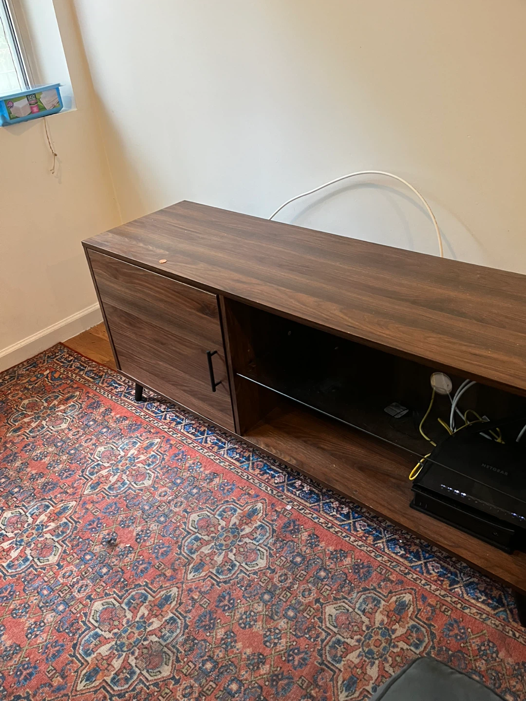 Modern Glass Shelf TV Stand - Dark Walnut - photo 2