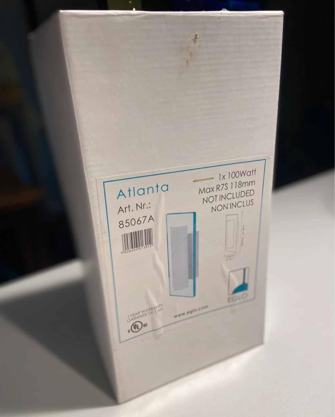 NIB: Eglo Atlanta Wall Sconce Light - 100W Max (3 available)