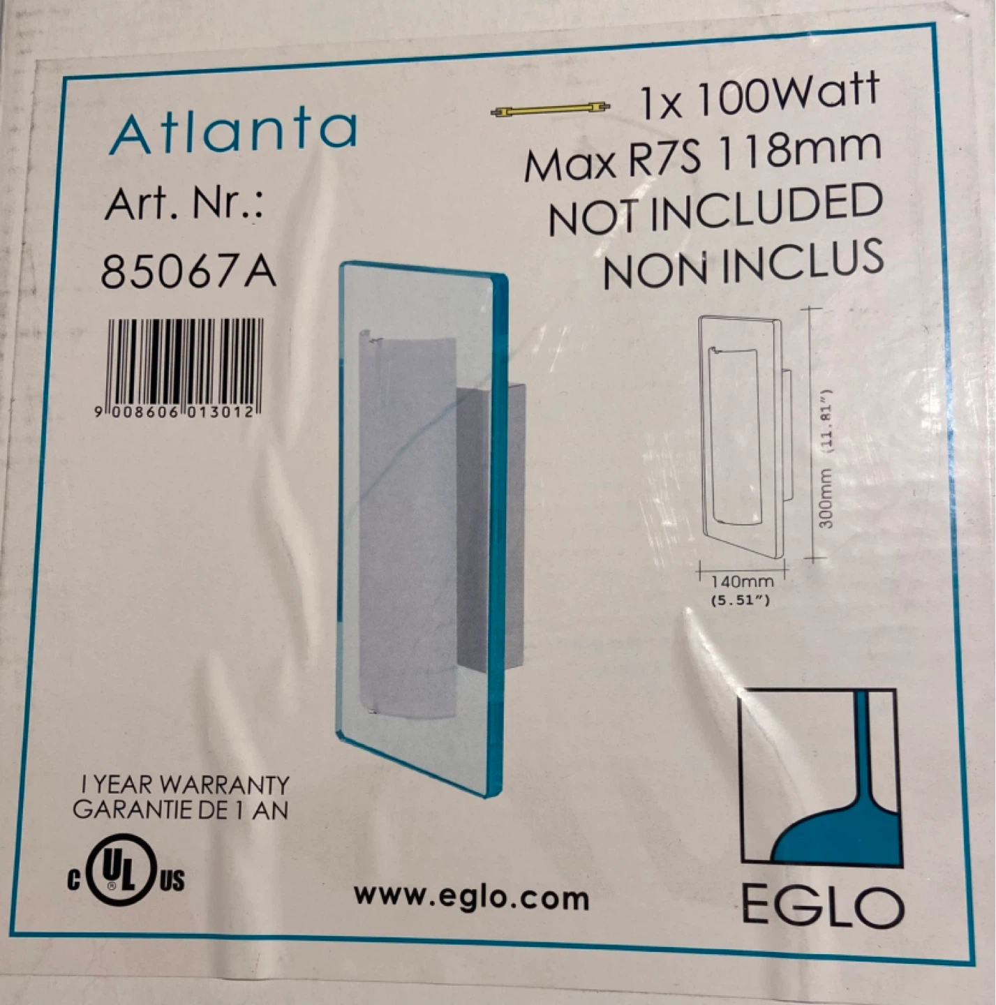 NIB: Eglo Atlanta Wall Sconce Light - 100W Max (3 available) - photo 2