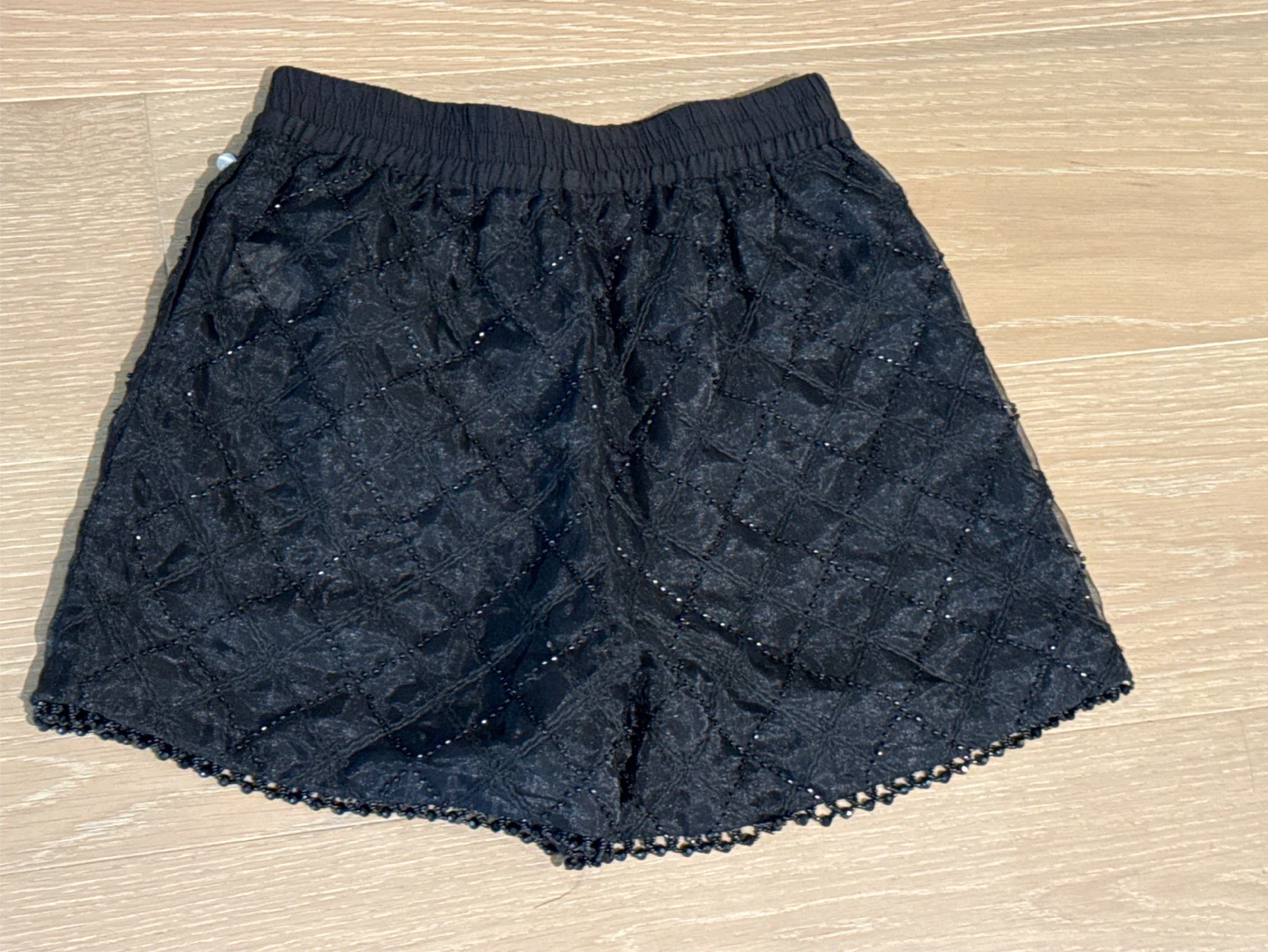 Black Beaded Shorts