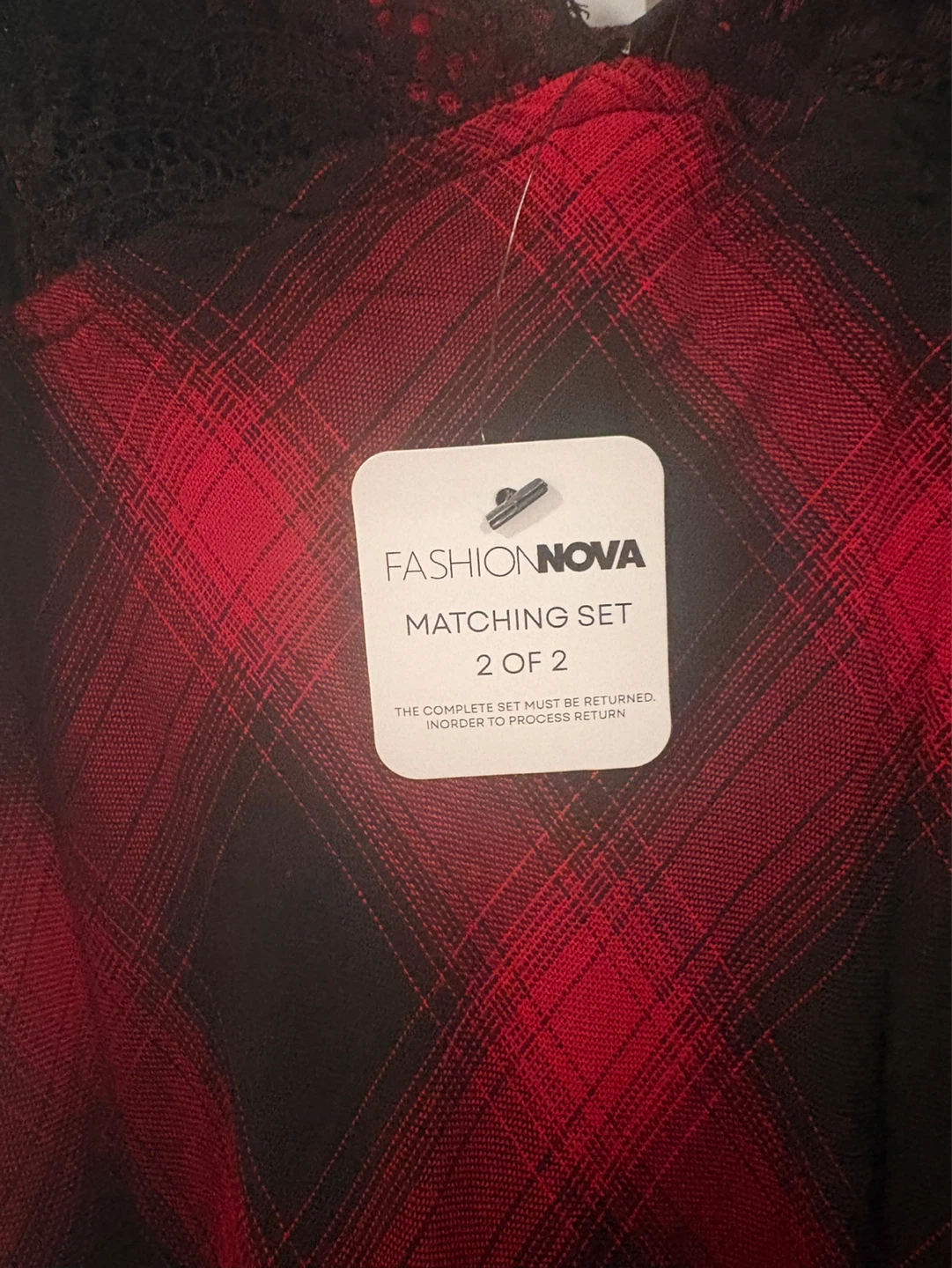 Fashion Nova Red & Black Plaid Matching Set - photo 4