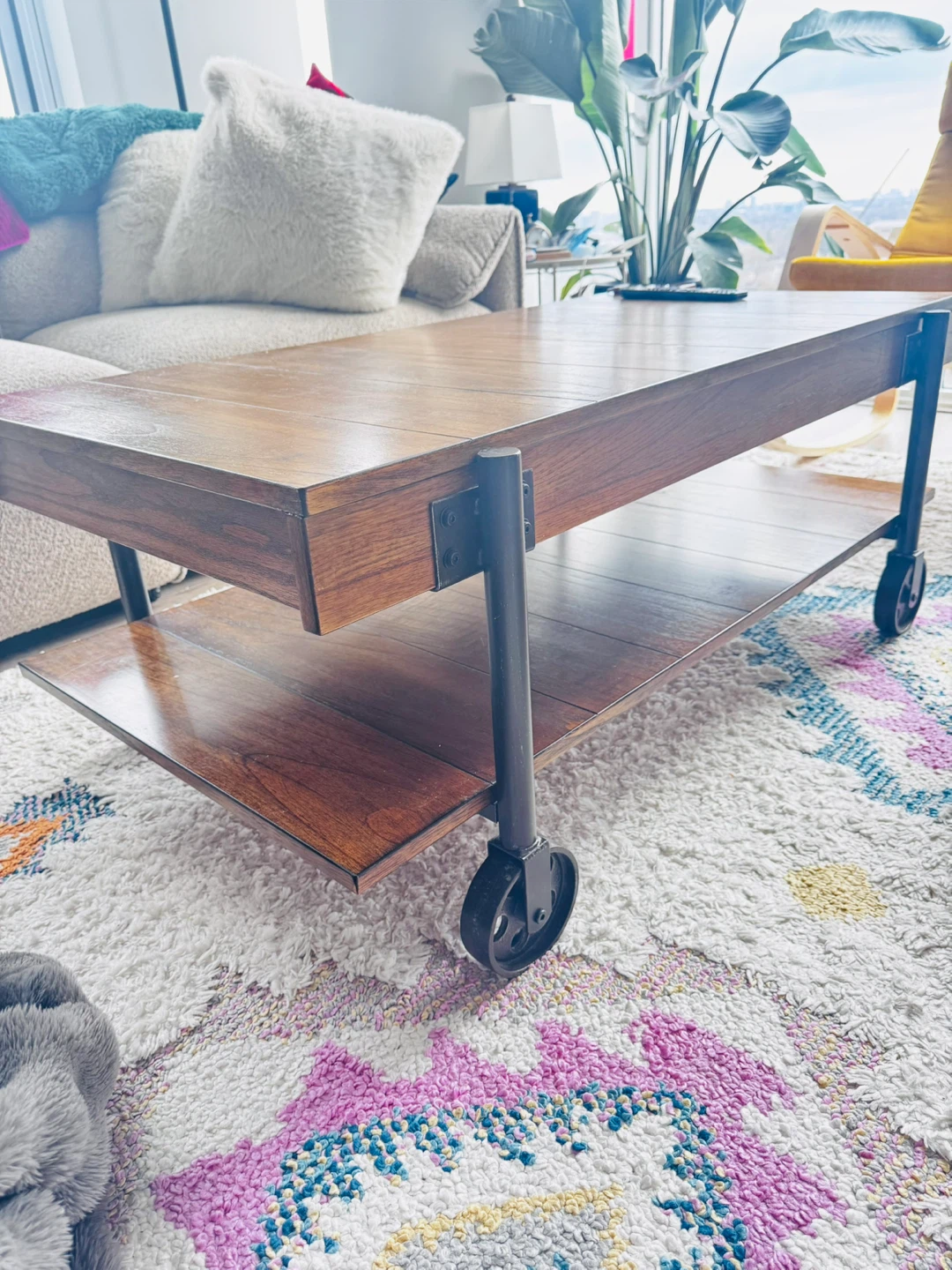Wooden Coffee Table with Wheels