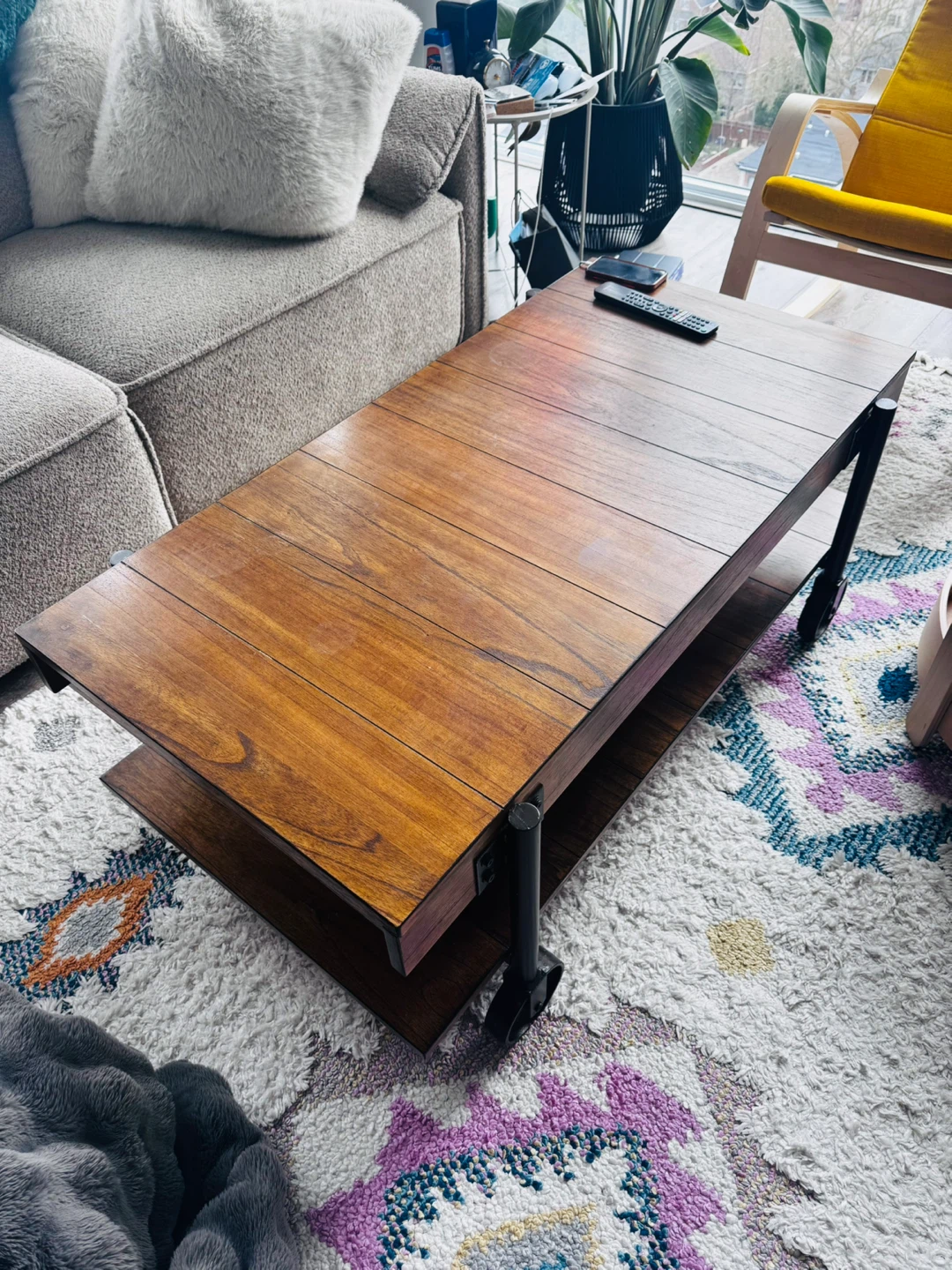 Wooden Coffee Table with Wheels - photo 2
