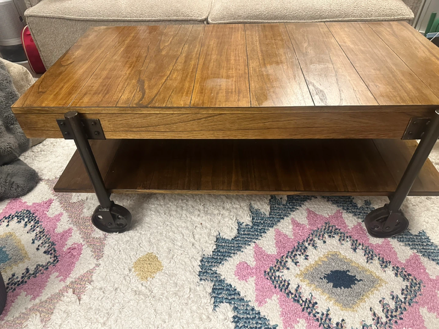 Wooden Coffee Table with Wheels - photo 4