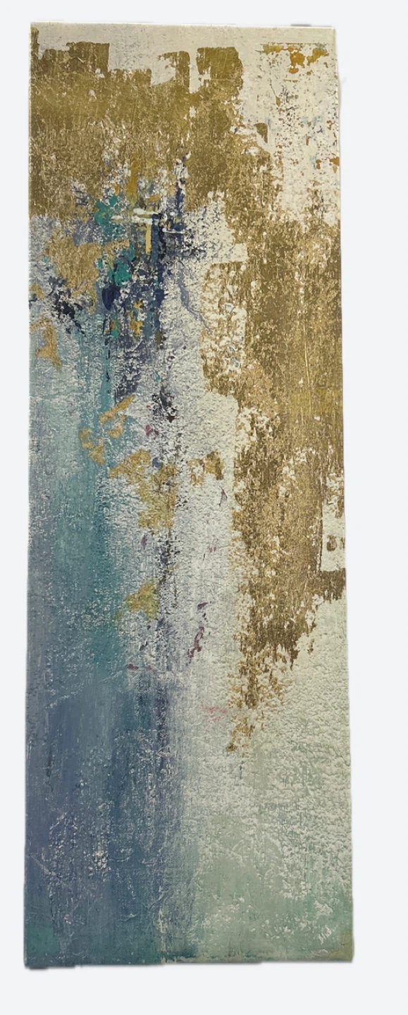 Abstract Gold and Blue Canvas Wall Art