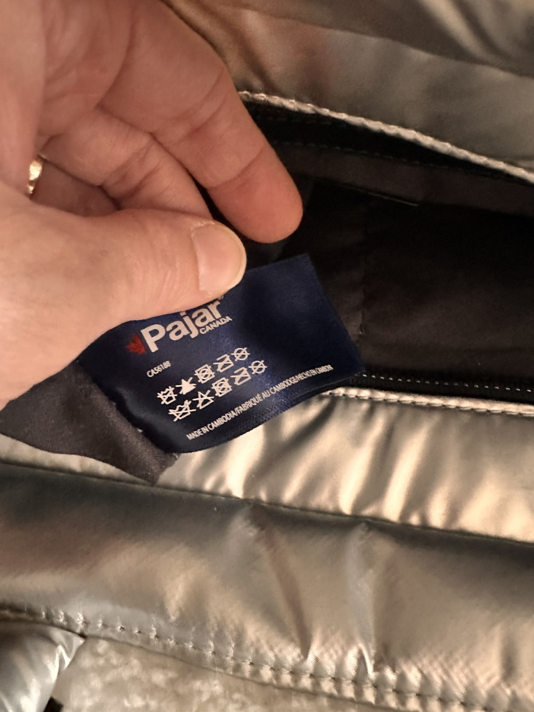 Pajar Canada Silver Puffer Bag with Shearling Trim - photo 4
