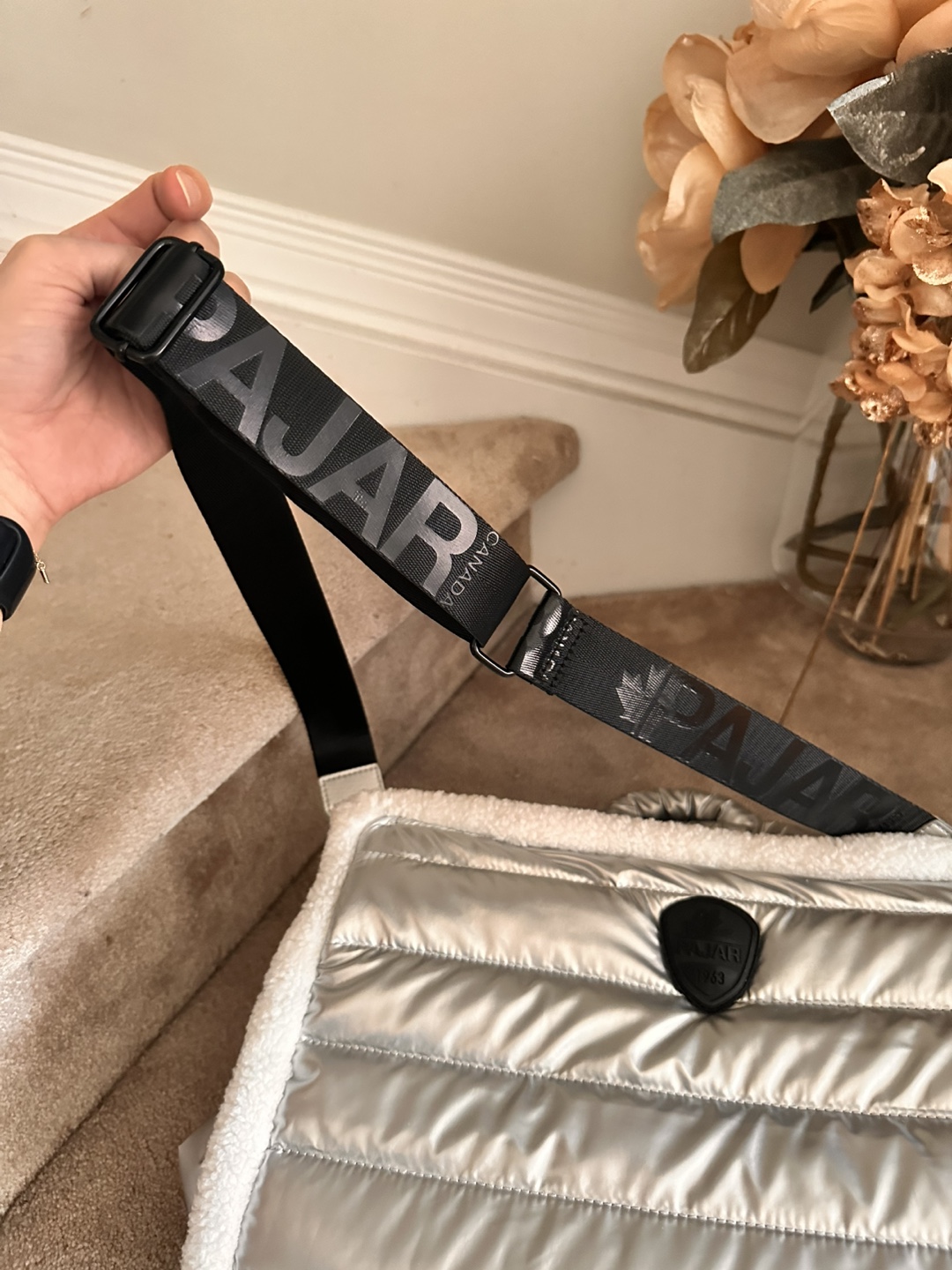 Pajar Canada Silver Puffer Bag with Shearling Trim - photo 2