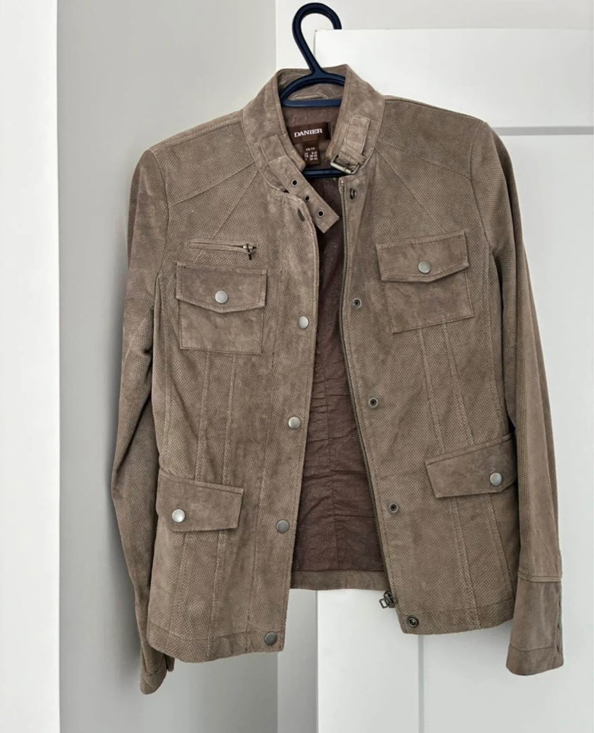 DANIEL Women's Suede Perforated Jacket - Taupe