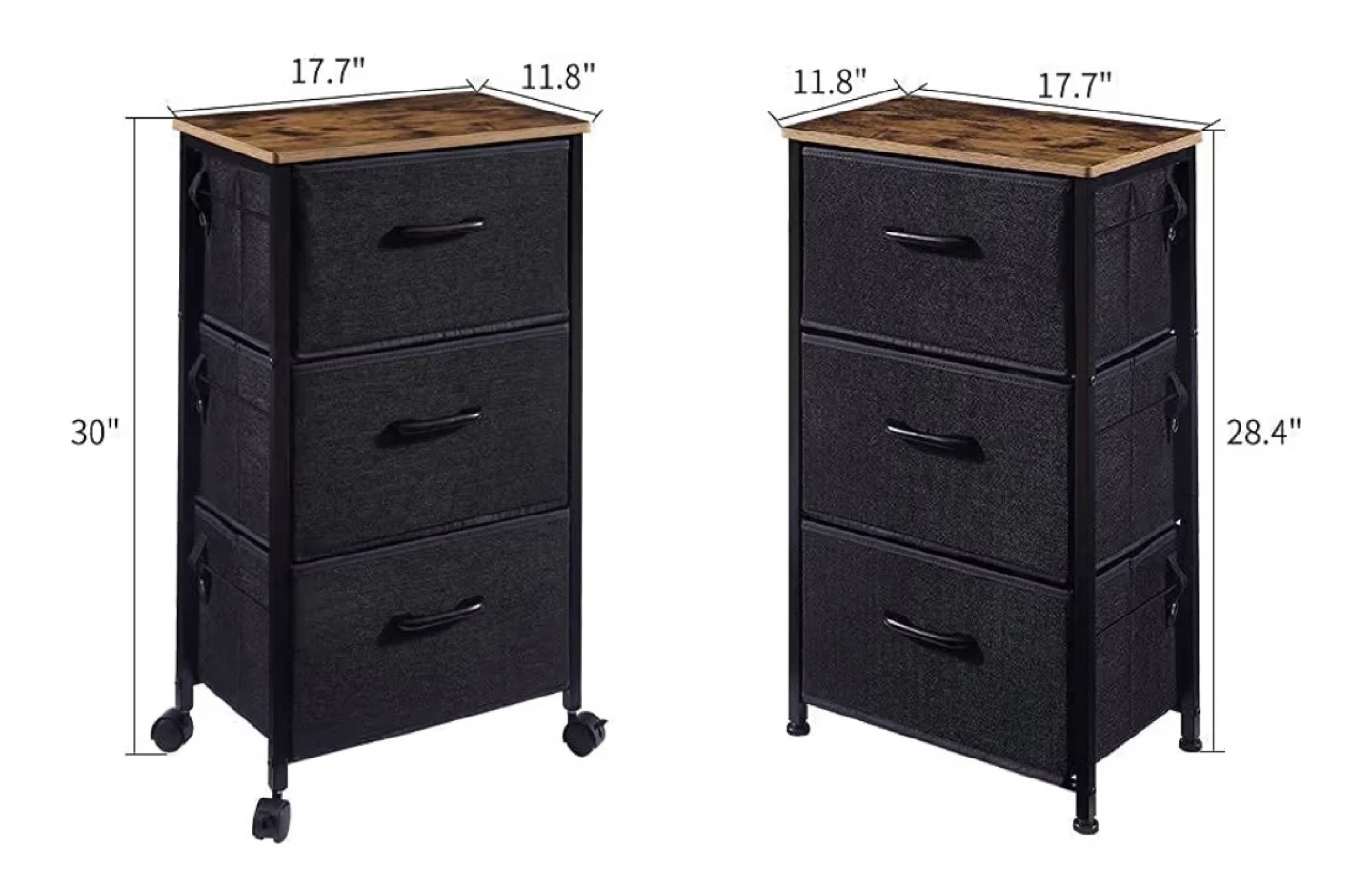3-Drawer Fabric Dresser with Wood Top - photo 2