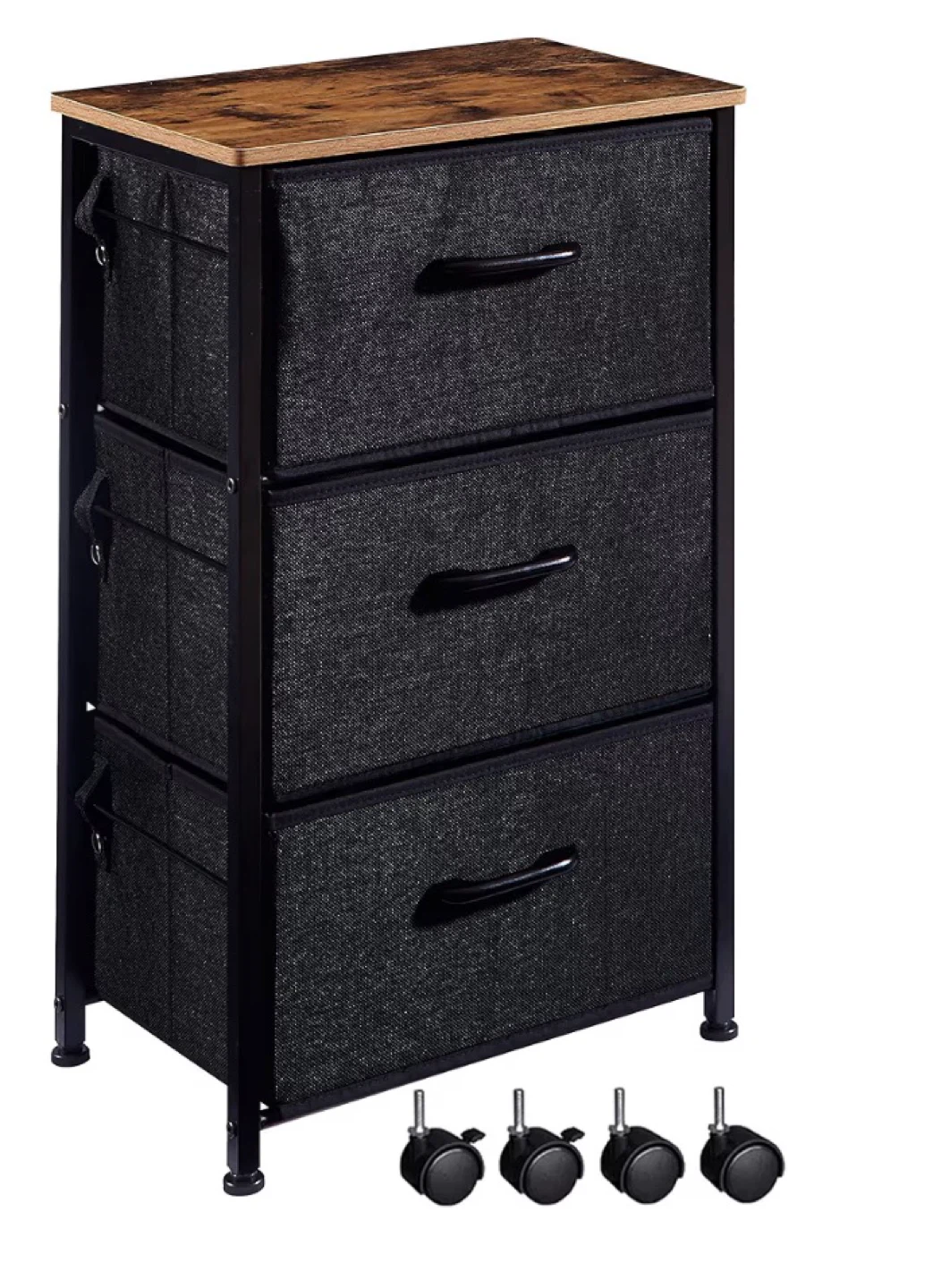 3-Drawer Fabric Dresser with Wood Top