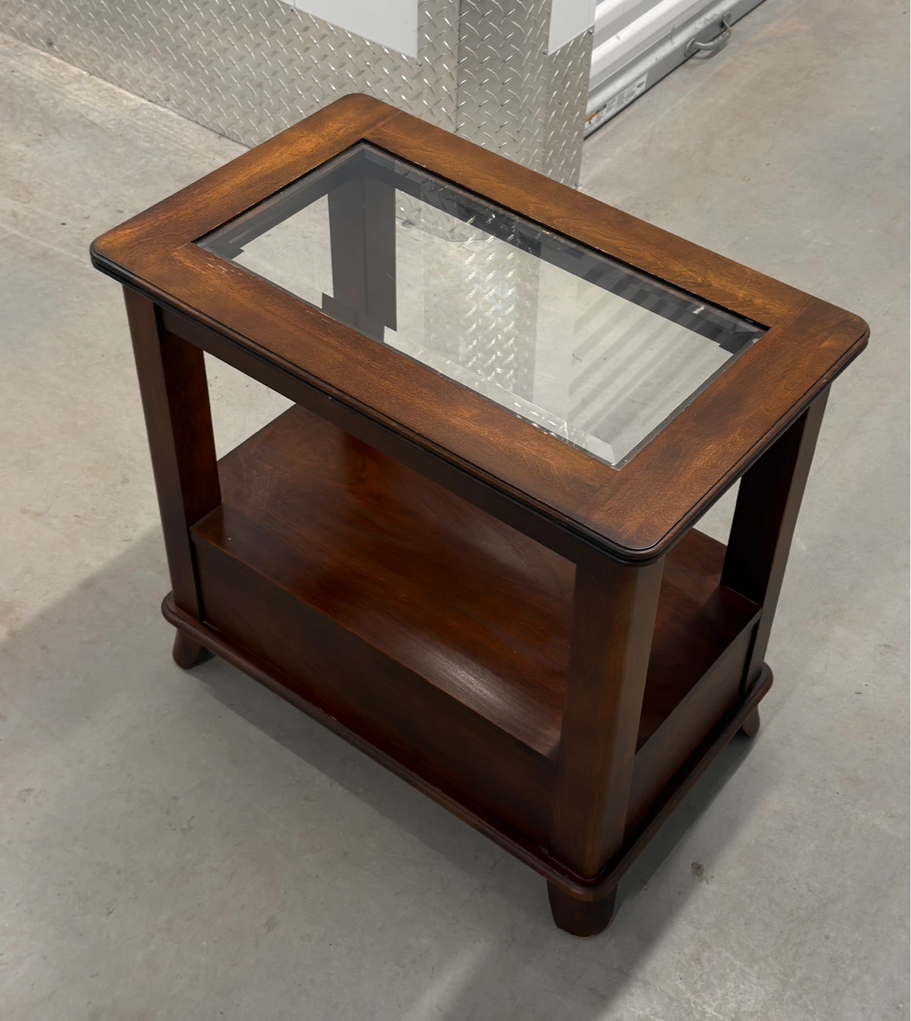 Solid Wood End Table w/ Glass Top & Drawer - photo 5