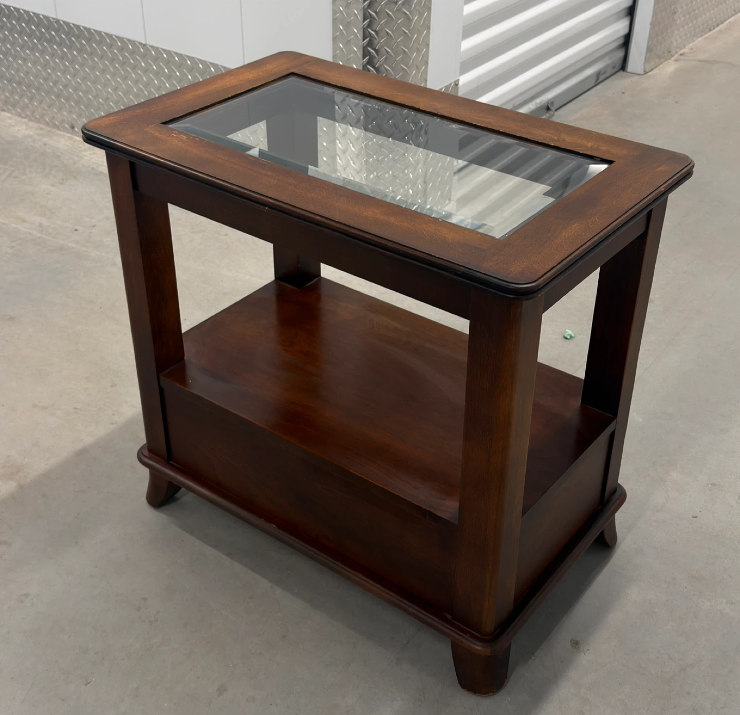 Solid Wood End Table w/ Glass Top & Drawer - photo 4