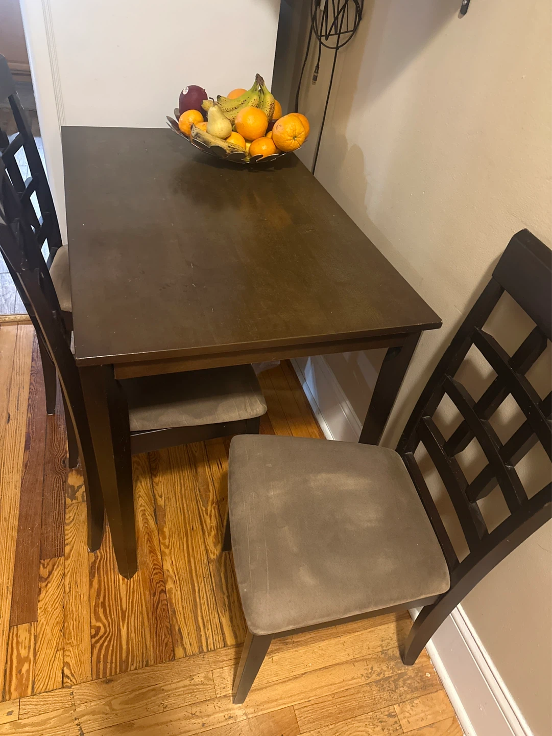 Dark Brown Dining Table Set with 2 Chairs