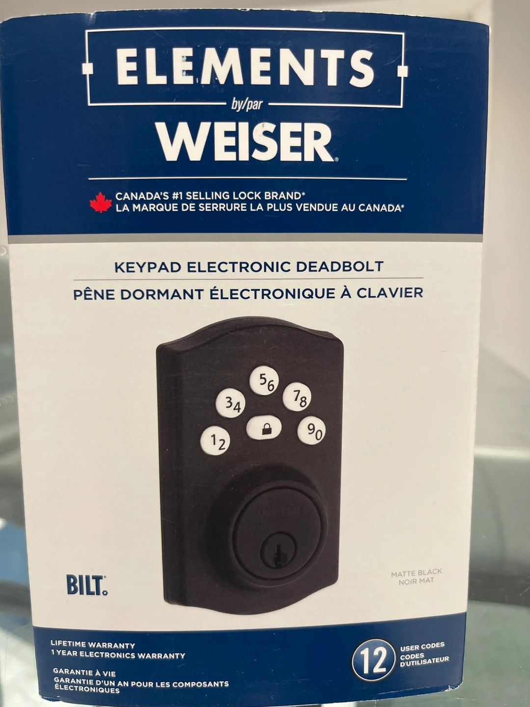 Weiser Elements Electronic Deadbolt - Matte Black
