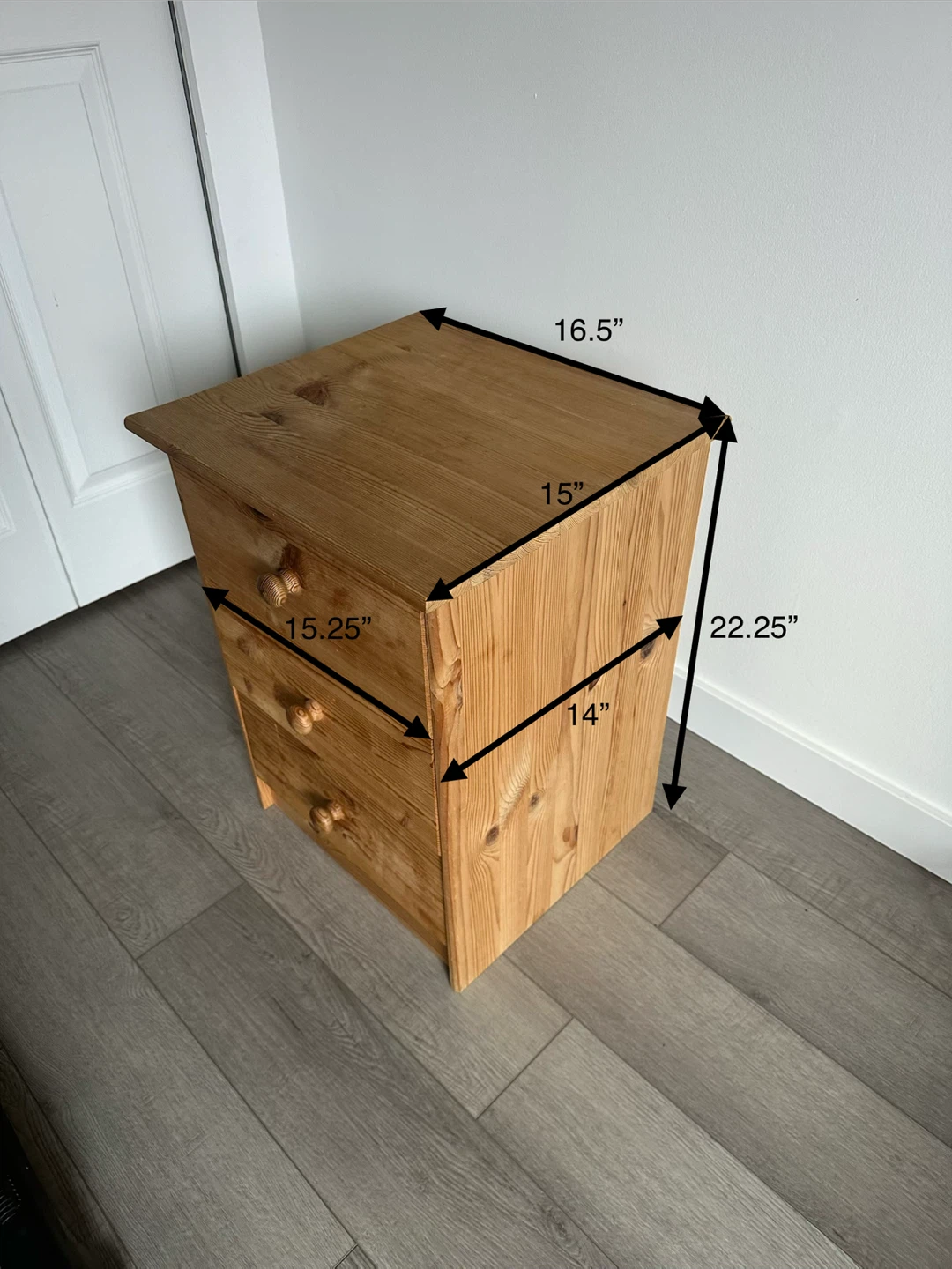 Wooden 3-Drawer Nightstand