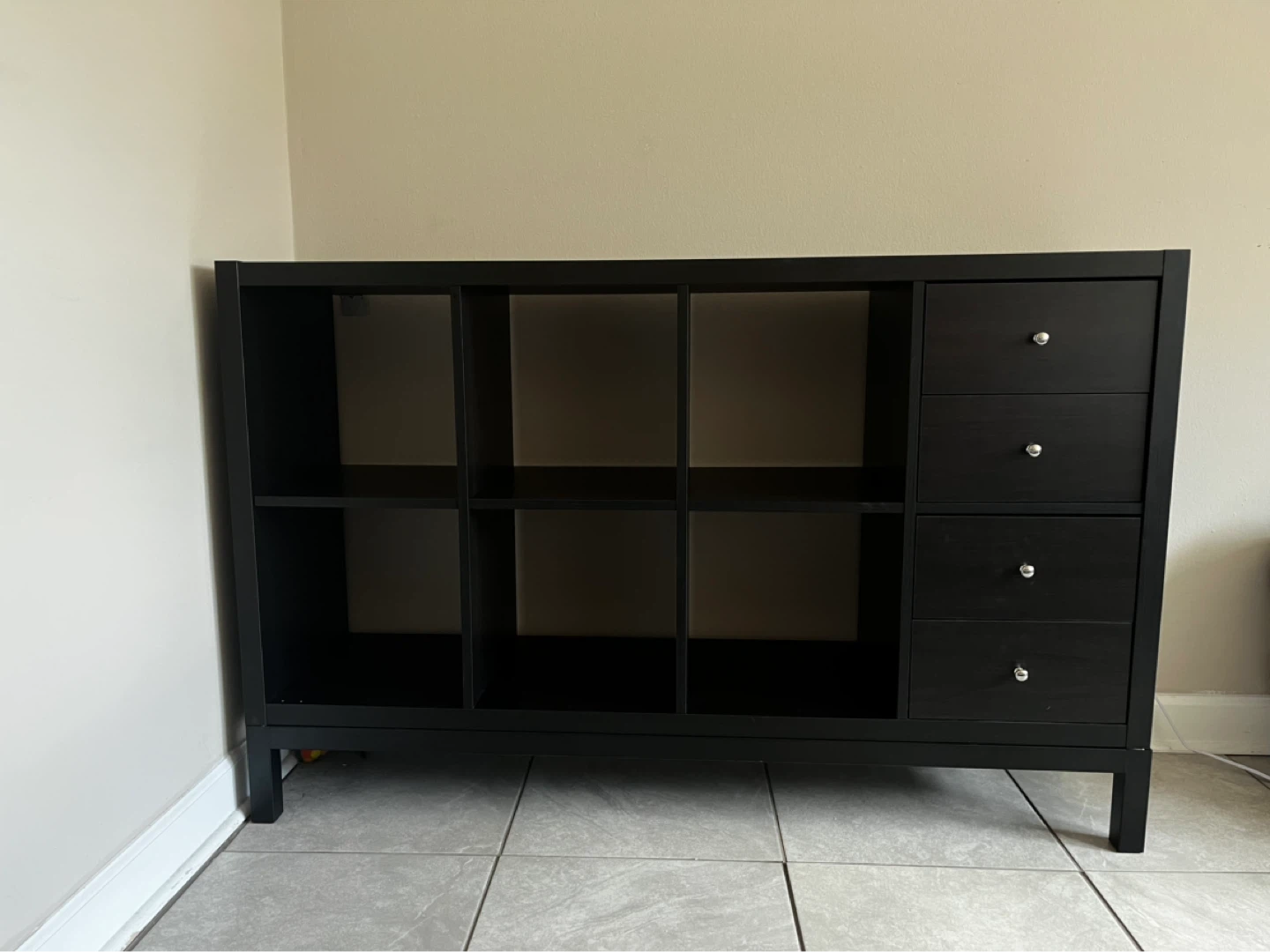 Black Cube Storage Unit with Drawers