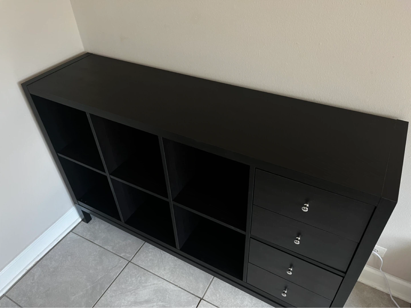 Black Cube Storage Unit with Drawers - photo 2