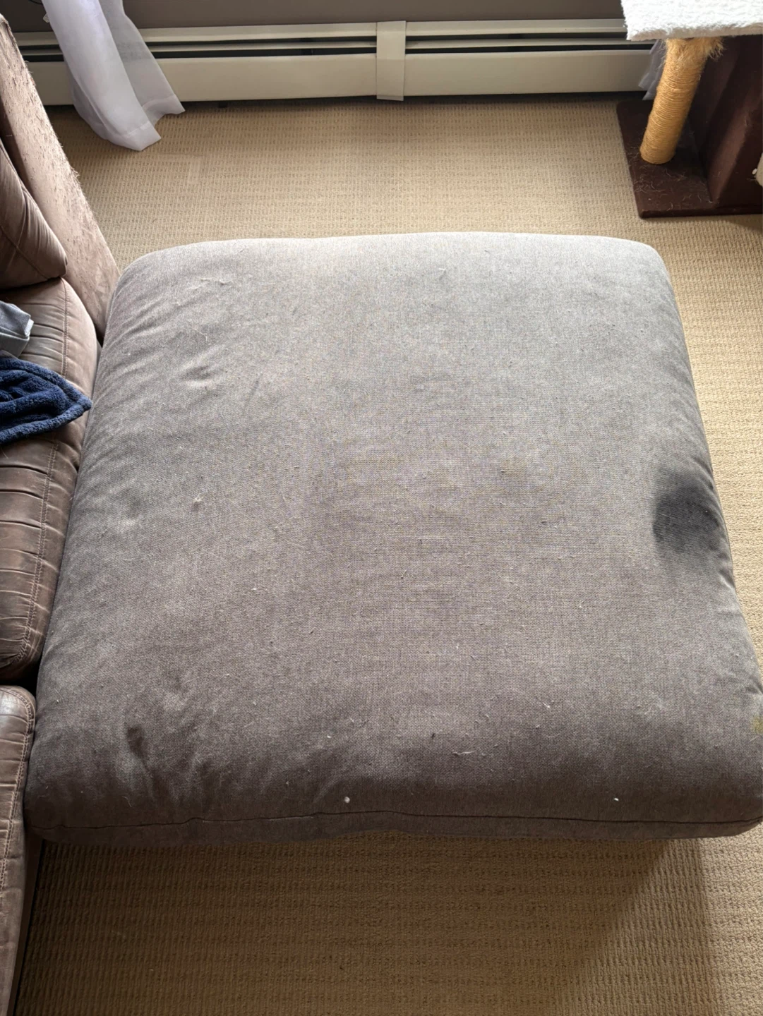 Grey Fabric Ottoman Footstool