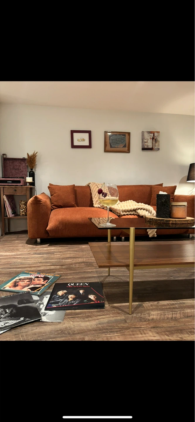Beautiful Rust Orange Upholstered Sofa