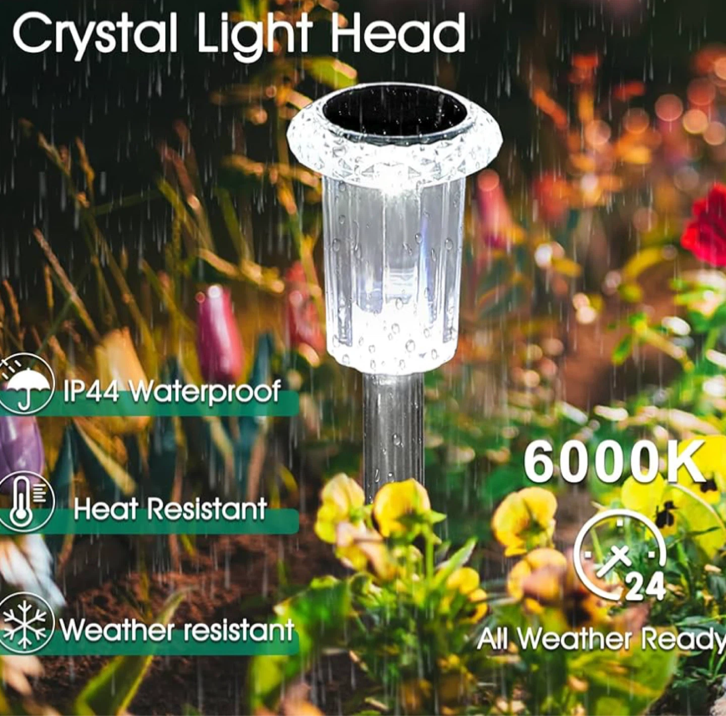15 Pack Solar Pathway Lights - Crystal Effect Starburst Pattern - photo 3