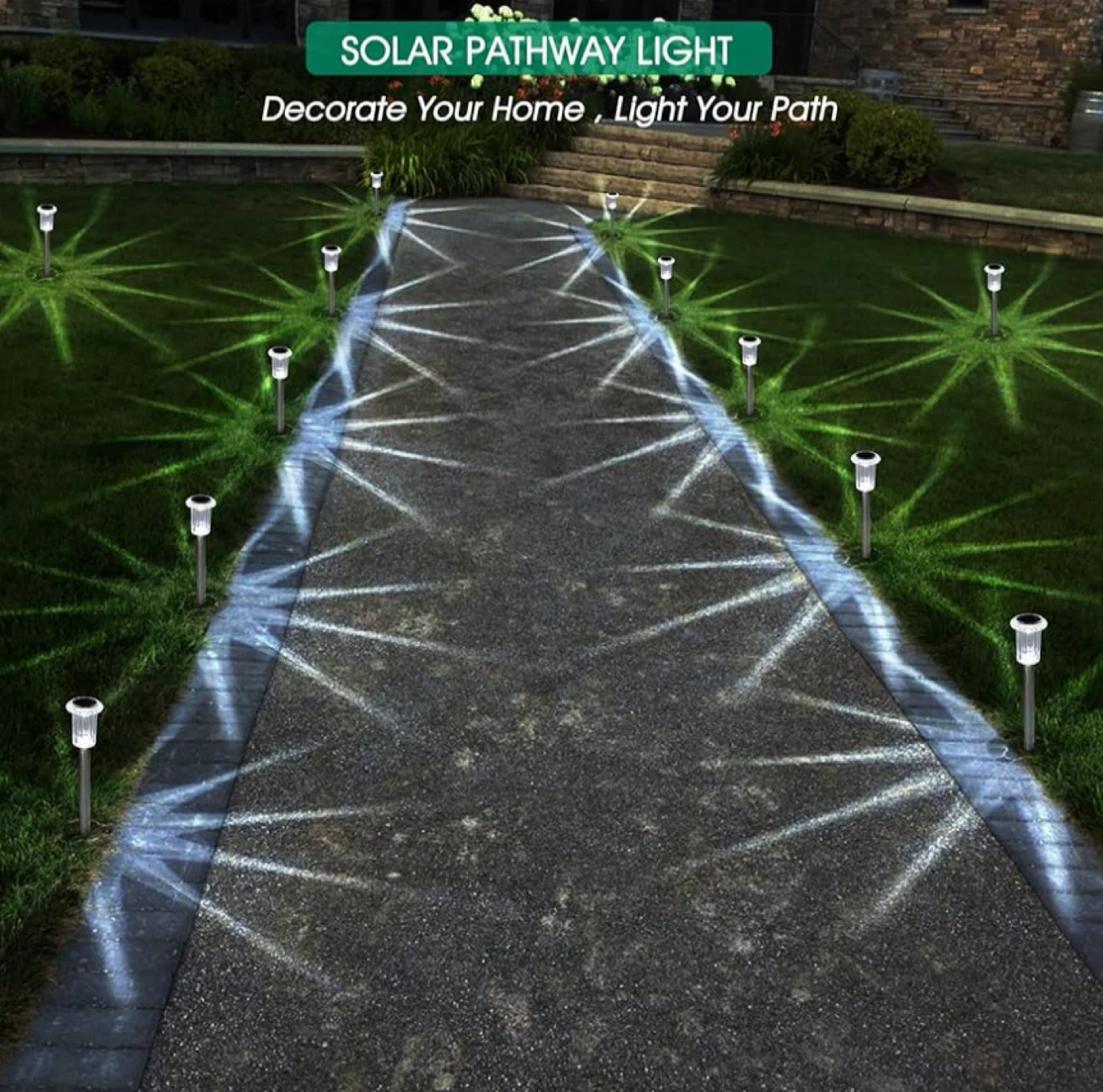 15 Pack Solar Pathway Lights - Crystal Effect Starburst Pattern - photo 4