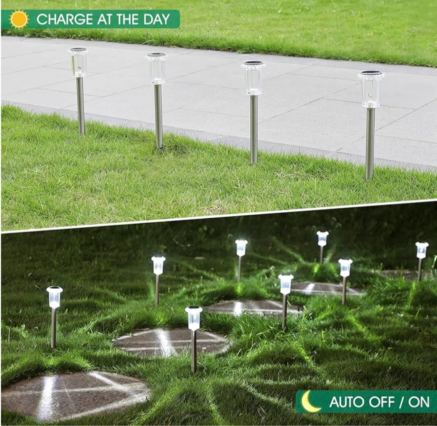 15 Pack Solar Pathway Lights - Crystal Effect Starburst Pattern - photo 5