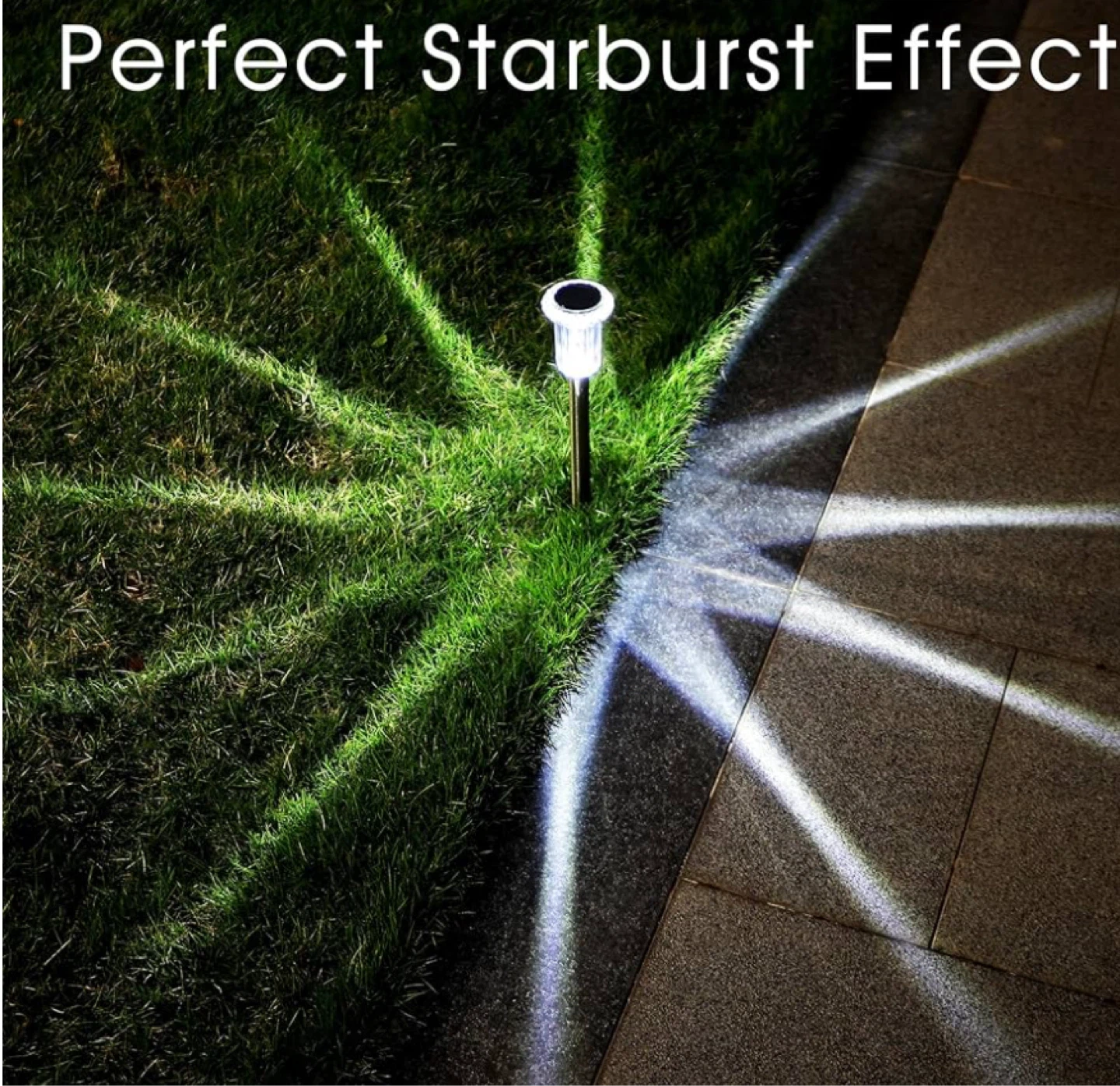 15 Pack Solar Pathway Lights - Crystal Effect Starburst Pattern - photo 2