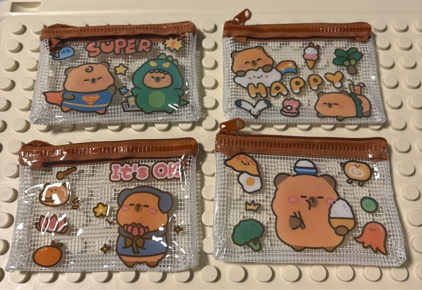 Cute Super Bear Dinosaur Clear Mesh Pouch Coin Purse - photo 2