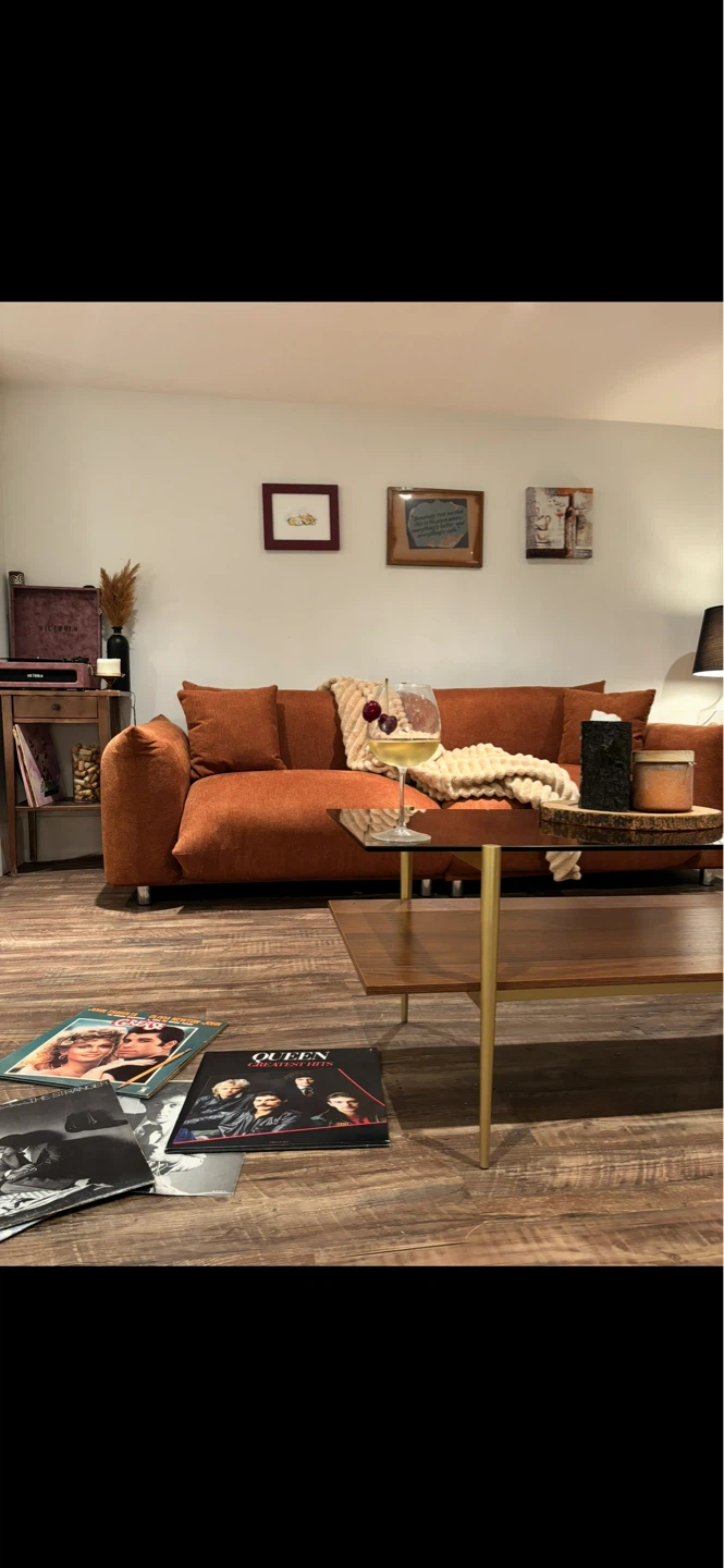 Glass and Wood Coffee Table with Shelf in Between