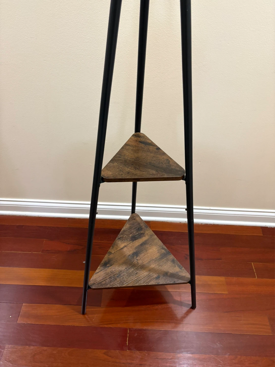 Black Coat Rack with 2 Wood Shelves - photo 2