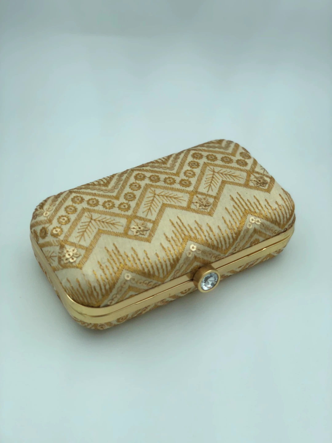 Embroidered Clutch - Gold and Cream - photo 2