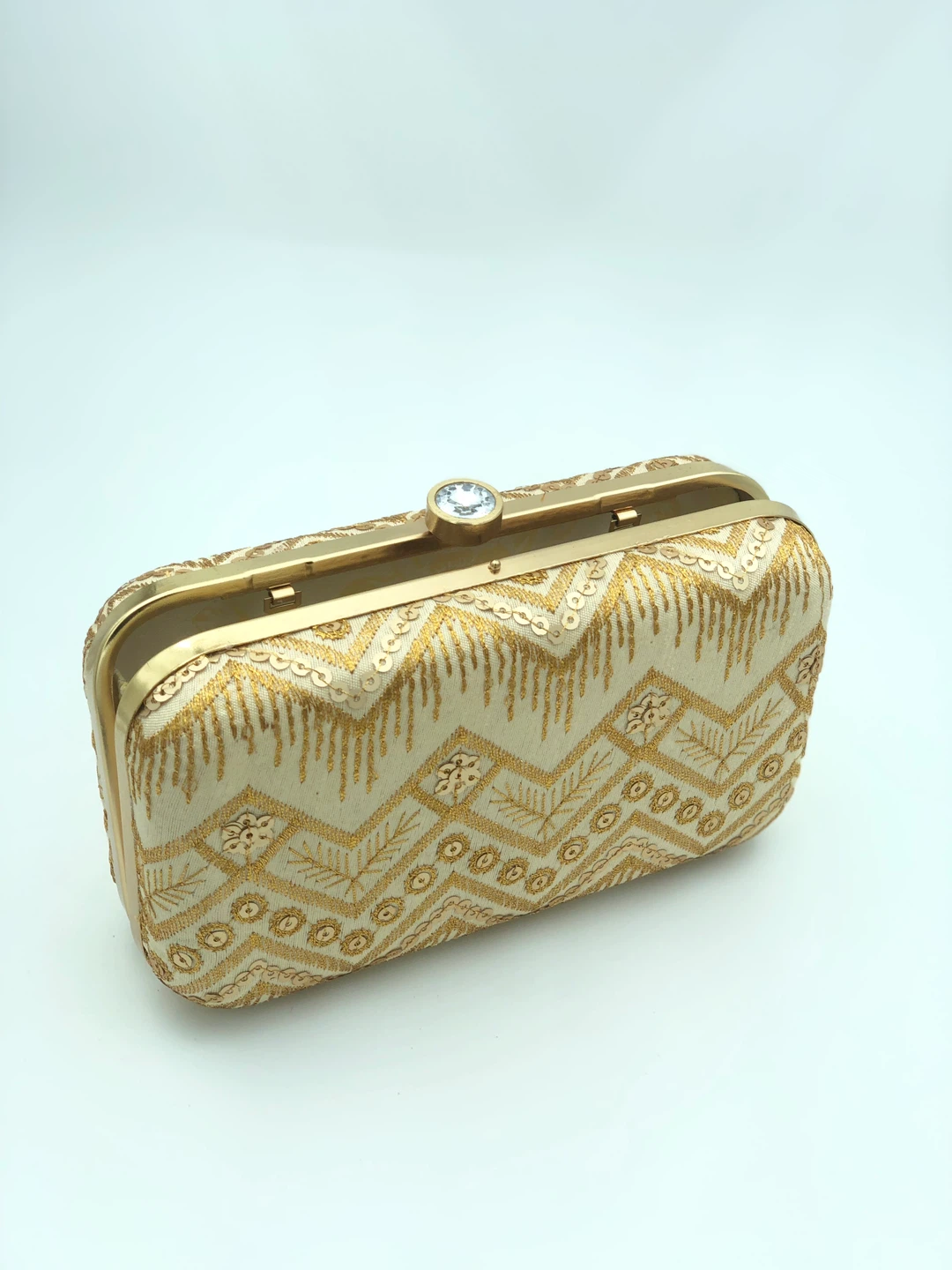 Embroidered Clutch - Gold and Cream - photo 3