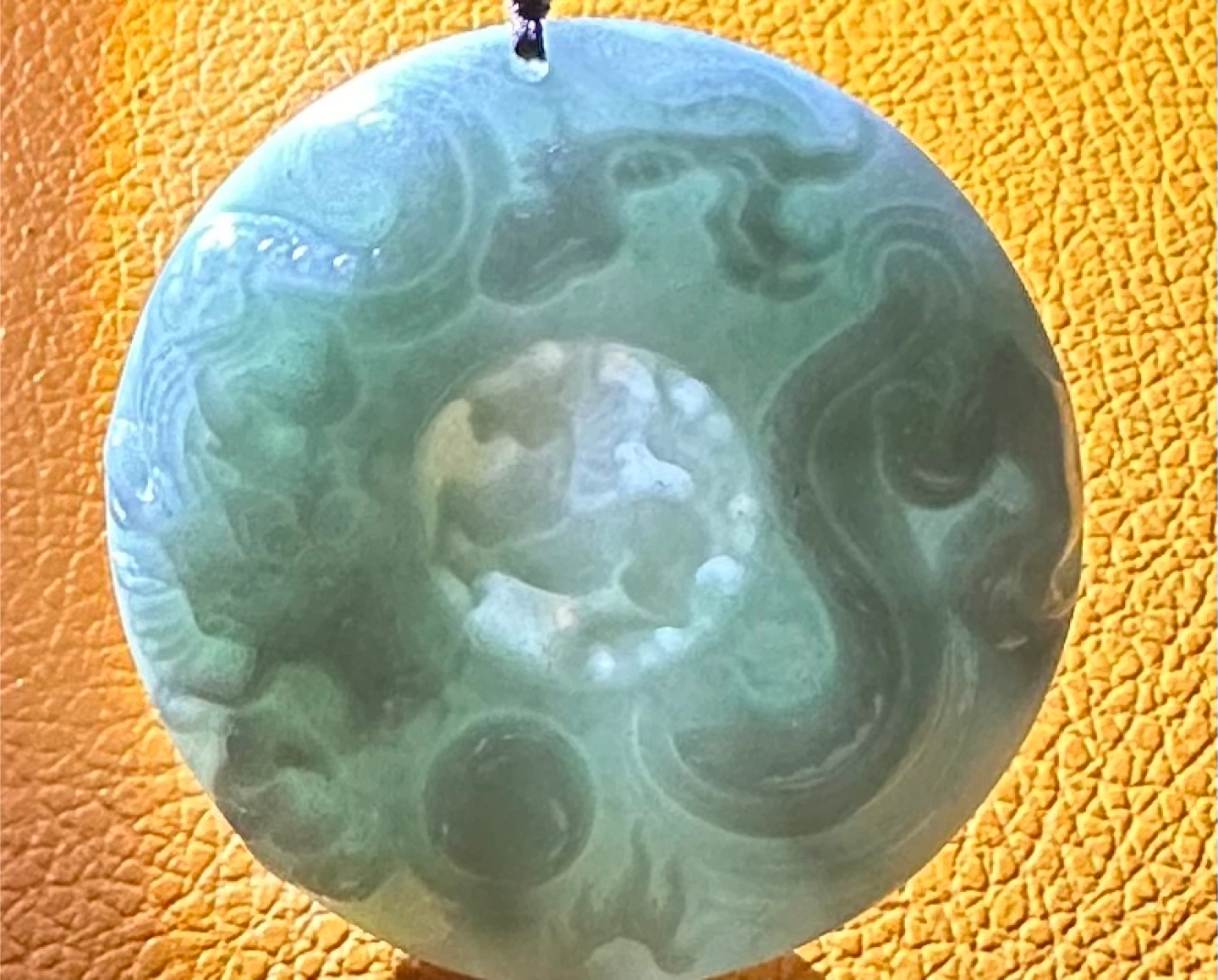 Carved Jade Unisex Pendant with Dragon Design - photo 5