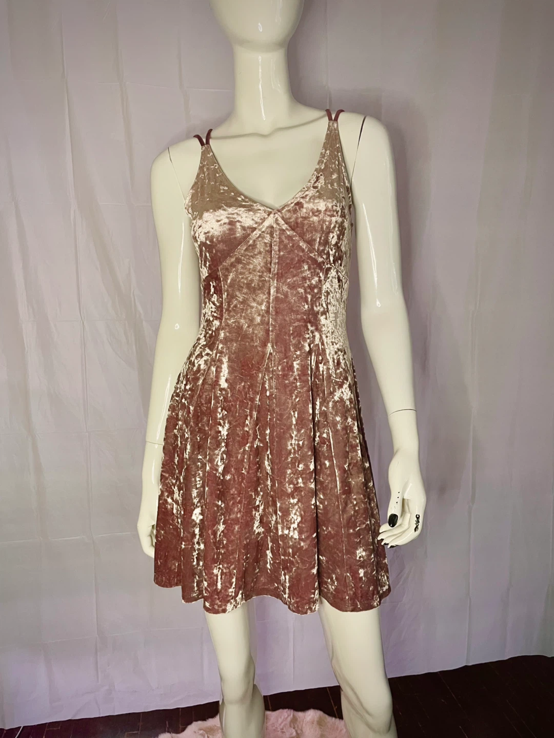 Crushed Velvet Pink Slip Dress