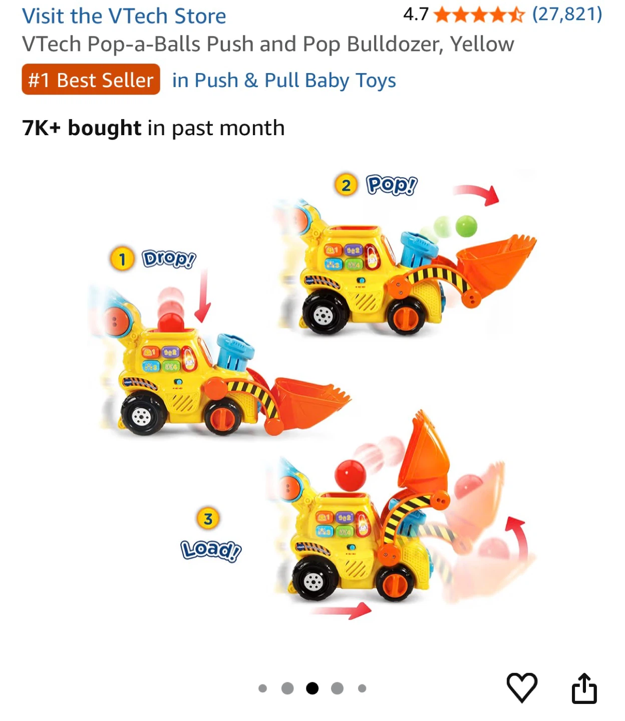 VTech Pop-a-Balls Push and Pop Bulldozer