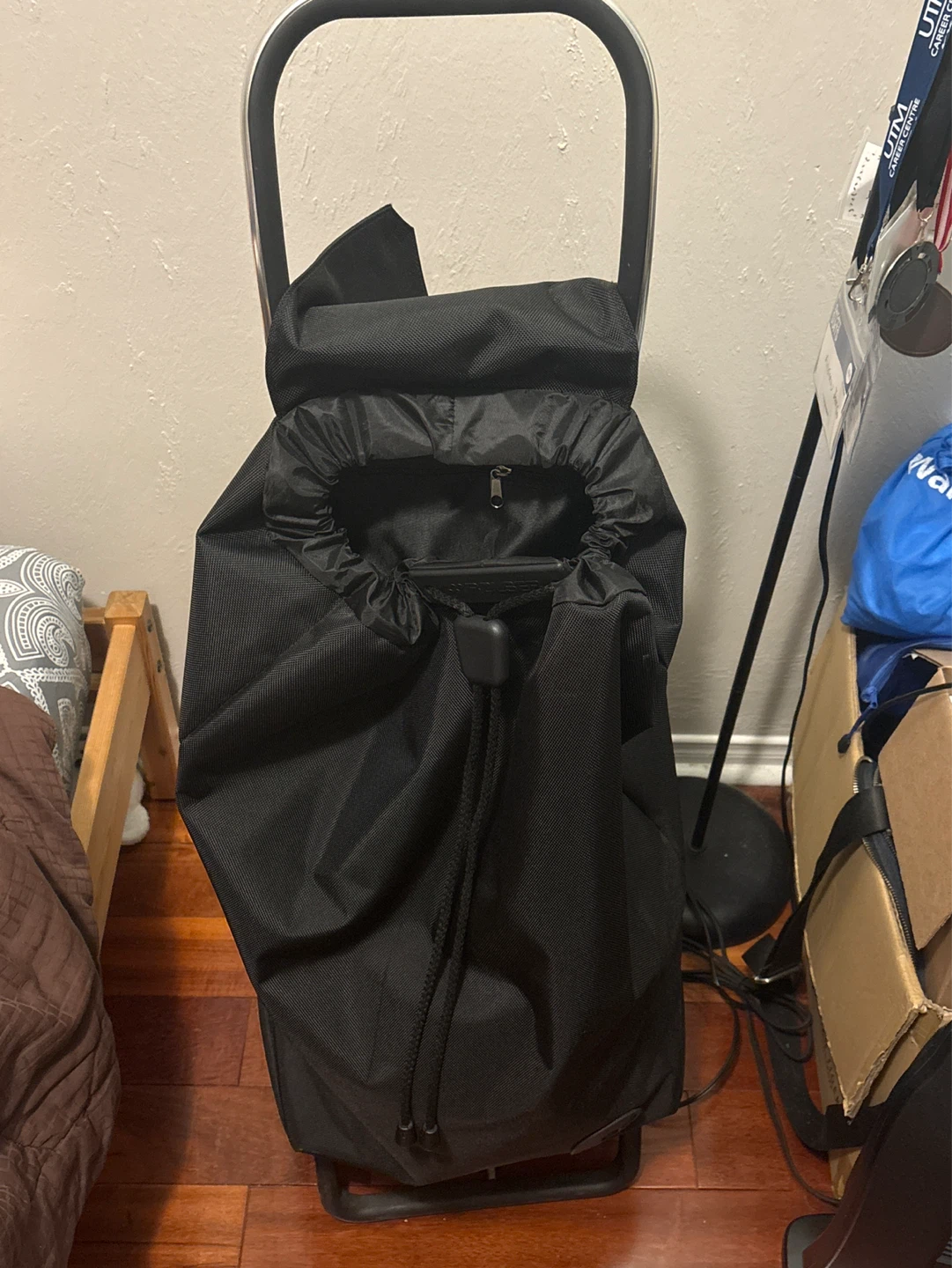 Black Rolling Shopping Cart Bag