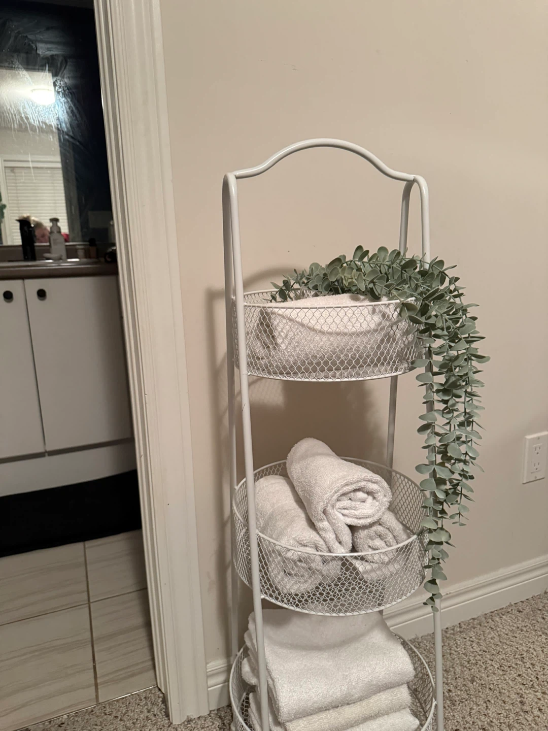 White 3-Tier Mesh Basket Storage Shelf
