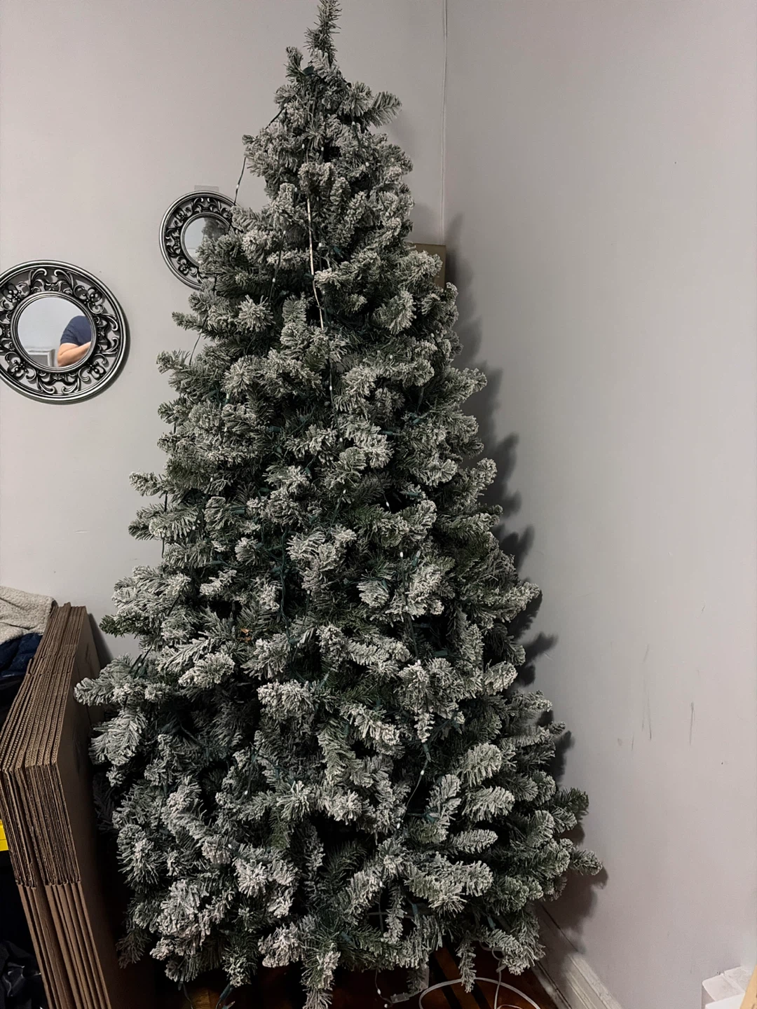 Flocked Artificial Christmas Tree with Lights