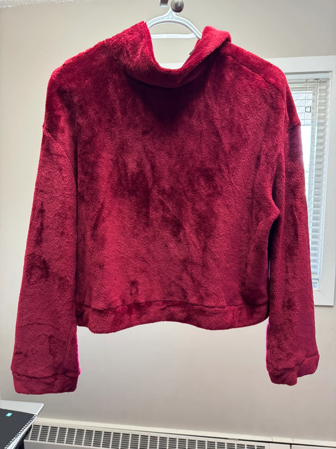FREE Maroon Fuzzy Quarter-Zip Cropped Pullover - photo 2