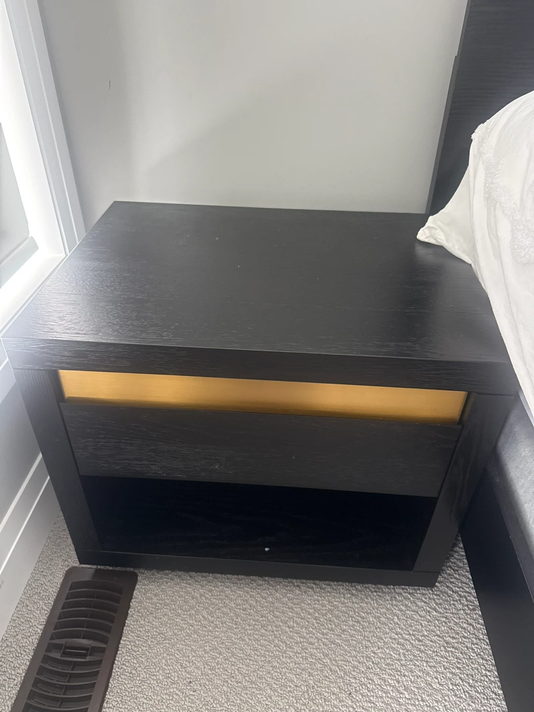 4 available Black Wood Nightstand with Gold Drawer Accent - photo 2