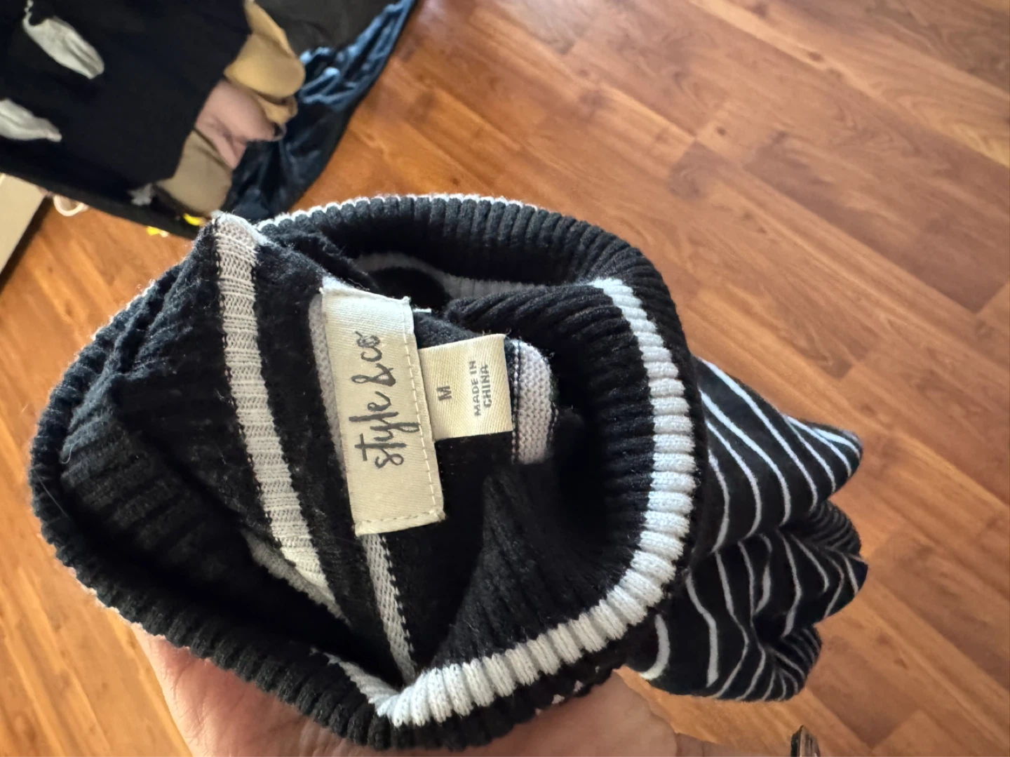 Style & Co Black and White Striped Turtleneck Sweater - photo 4