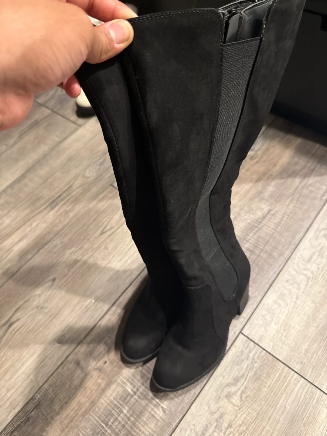 Black Suede Knee-High Boots - photo 2