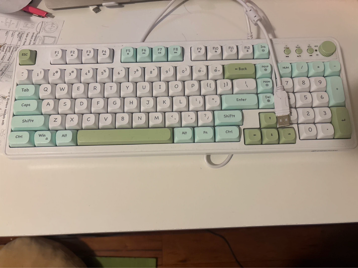 White and Green Membrane Keyboard