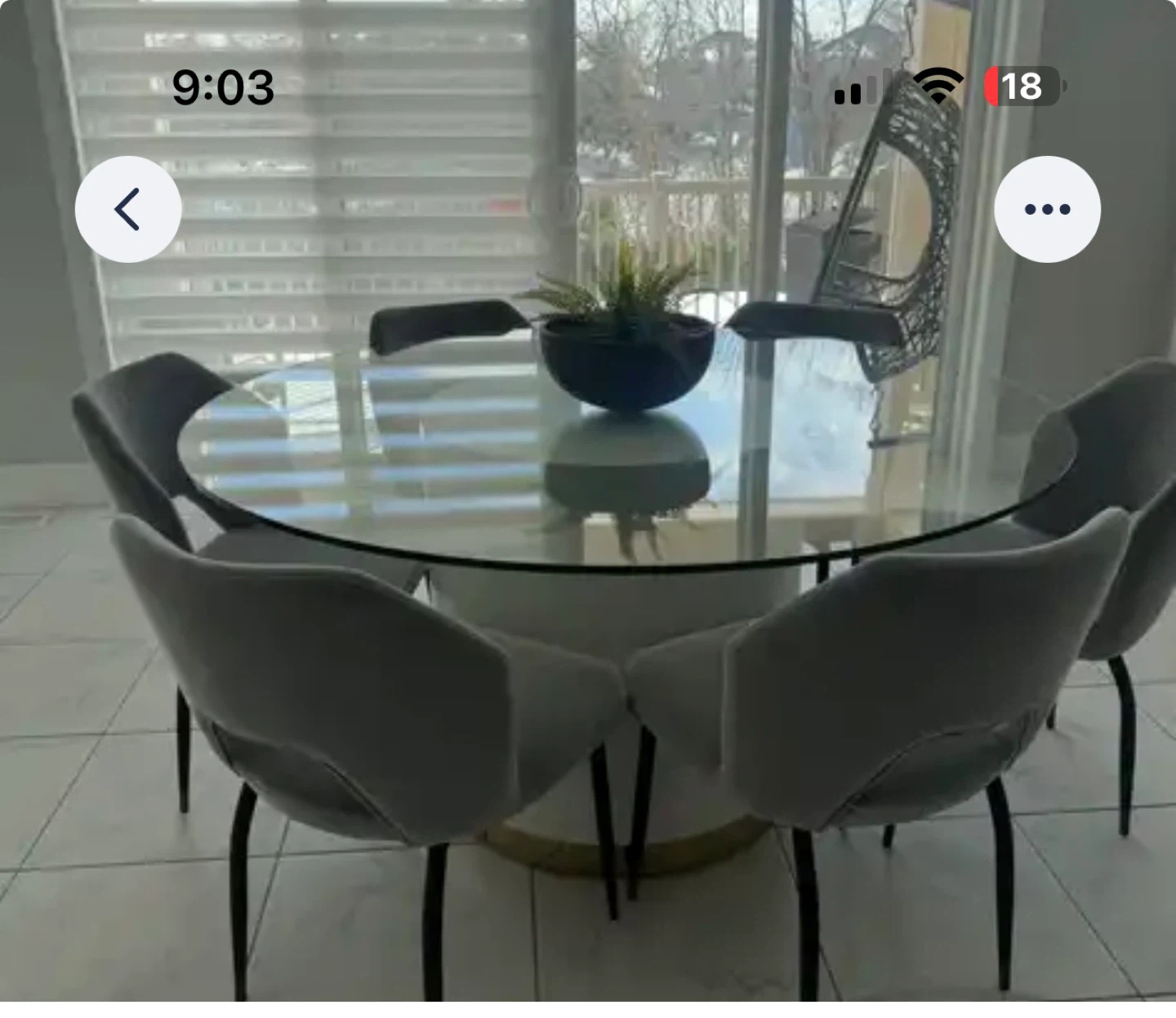 Glass Dining Table with 6 Grey Velvet Chairs - photo 2